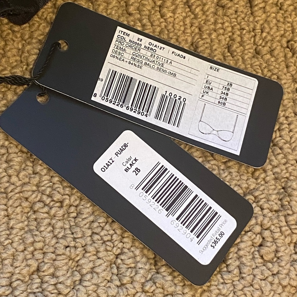 NWT~Dolce & Gabbana Black Silk Blend Bra Size 34B-Made in Italy - Picture 9 of 9